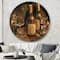 Designart - Vintage Wine Cellar - Traditional Metal Circle Wall Art